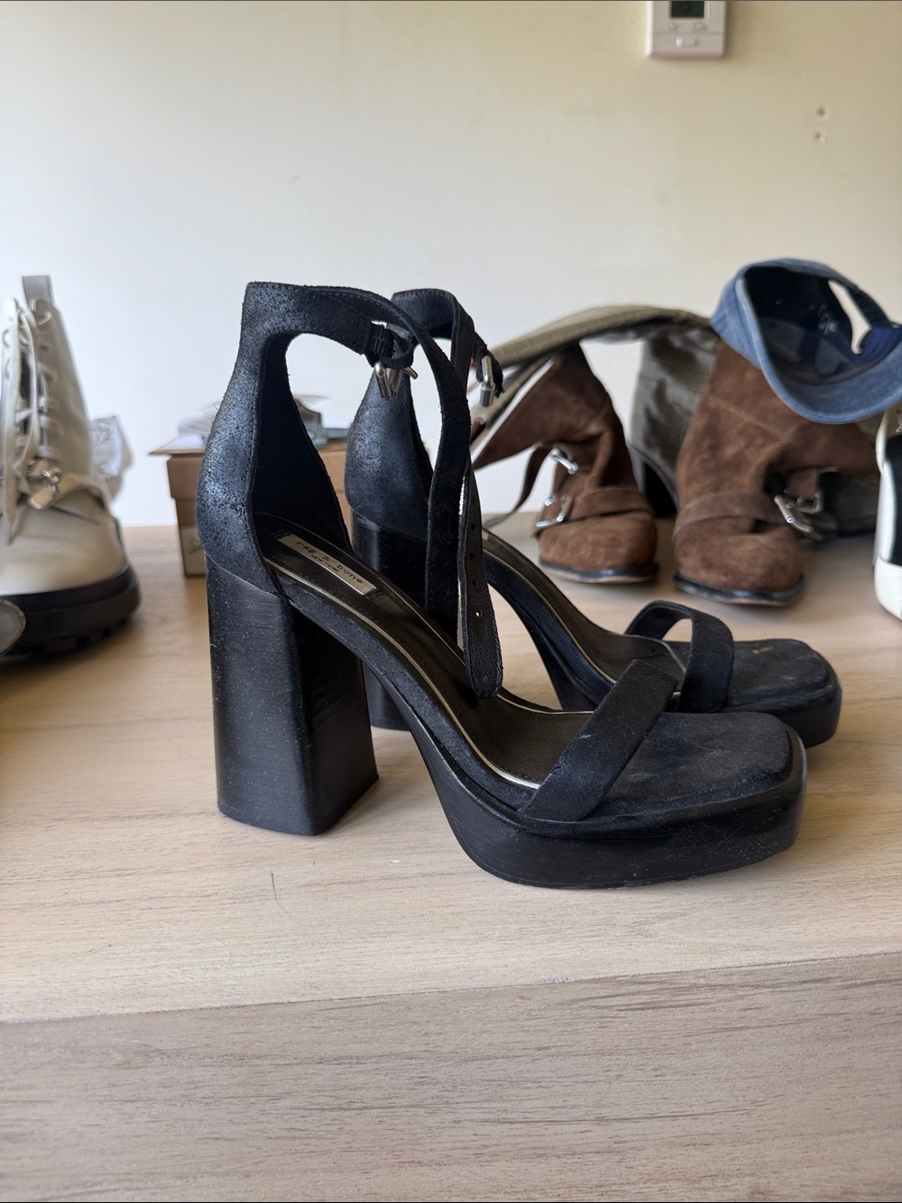 Rag & Bone Matrix Black Platform Block Heel Sandals